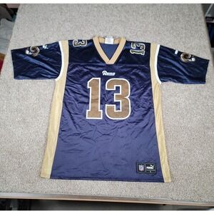 Vintage NFL Puma St. Louis Rams Kurt Warner #13 Football Jersey Large Mens Blue